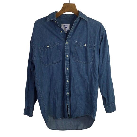 Camel Men's Joe Camel Tobacco Jazz Band Long Sleeve Shirt Blue Denim Size M - Picture 1 of 15